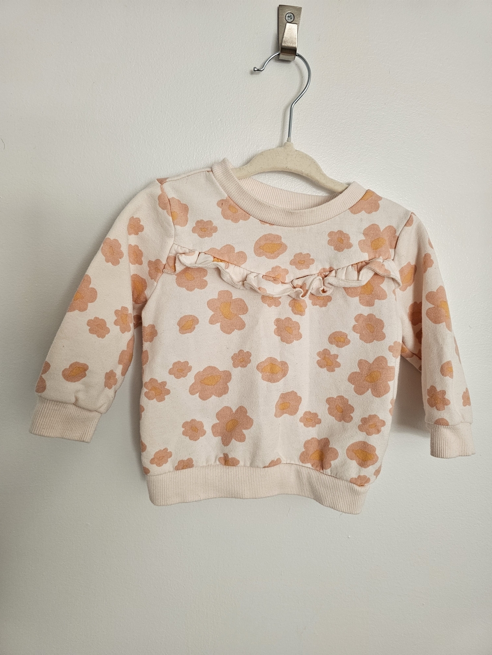 🧸2/20$ PL Baby 12M Girl Floral Ruffle Sweatshirt Sweater